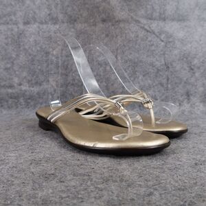 Italian Shoemaker Shoes Womens 6 Sandals Fashion Slip On Flip Flop Metallic Flat